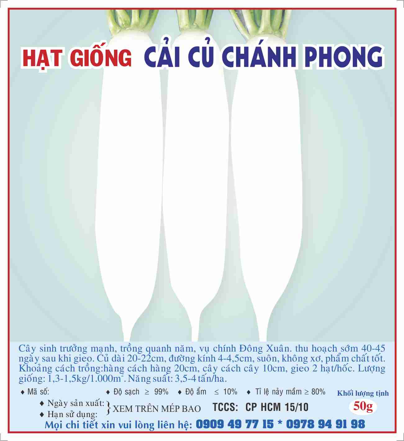 Hạt giống cải củ Chánh Phong 